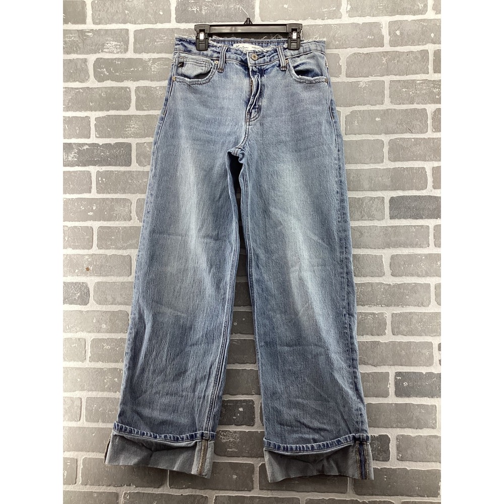 KanCan Maurices Wide Leg Jeans Light Wash Raw Waist Frayed 221758 Womens 26